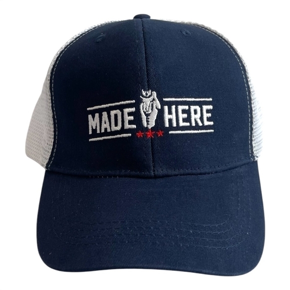 NWT Made Here Trucker Hat Cotton Front Mesh Back Baseball Cap Unisex Golf Hat - Picture 2 of 6